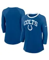 Nike Women's Royal Indianapolis Colts Raglan 3/4 Sleeve T-shirt In Royal,blue