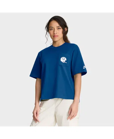 NIKE WOMEN'S ROYAL INDIANAPOLIS COLTS REWIND POCKET BOXY T-SHIRT