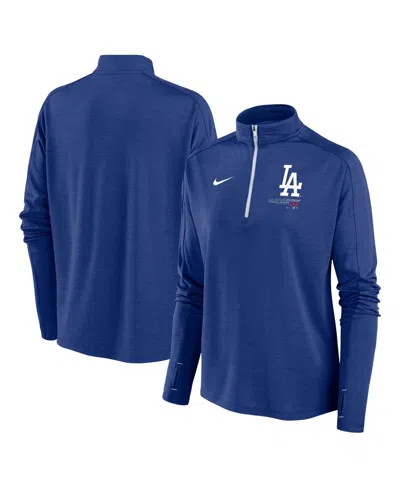 Nike Women's Royal Los Angeles Dodgers Pacer Quarter-zip Top In Royal,white
