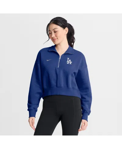 Nike Women's Royal Los Angeles Dodgers Primetime Phoenix Fleece Half-zip Sweatshirt In Blue
