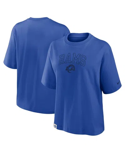 Nike Women's Royal Los Angeles Rams Glory Arch Boxy T-shirt In Blue