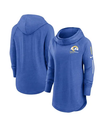 NIKE WOMEN'S ROYAL LOS ANGELES RAMS MINIMAL STATEMENT LIGHTWEIGHT RAGLAN FUNNEL NECK PULLOVER HOODIE
