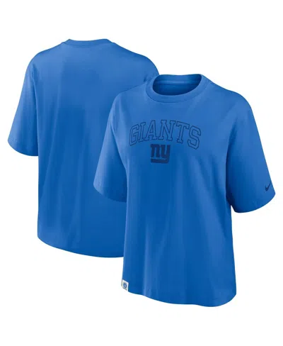 Nike Women's Royal New York Giants Glory Arch Boxy T-shirt In Blue