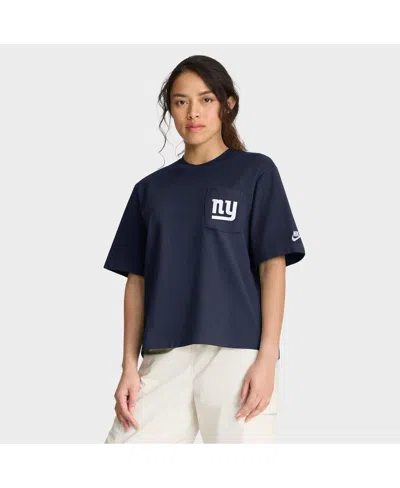 NIKE WOMEN'S ROYAL NEW YORK GIANTS REWIND POCKET BOXY T-SHIRT
