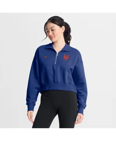 Nike Women's Royal New York Mets Primetime Phoenix Fleece Half-zip Sweatshirt In Blue