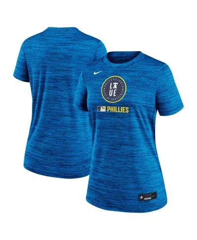 NIKE WOMEN'S ROYAL PHILADELPHIA PHILLIES AUTHENTIC COLLECTION CITY CONNECT VELOCITY PERFORMANCE T-SHIRT