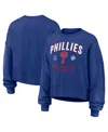 Nike Women's Royal Philadelphia Phillies Oversized Long Sleeve Cropped Pullover Sweatshirt In Royal,navy