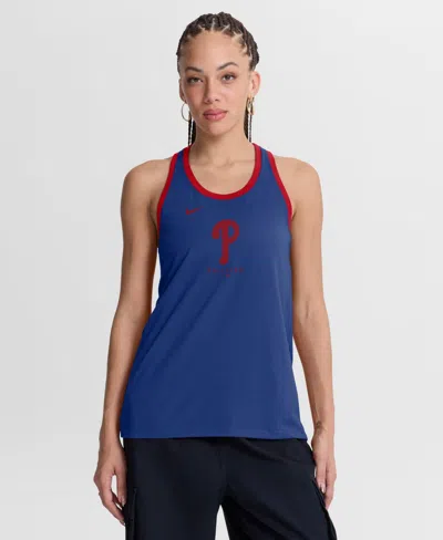 Nike Women's Royal Philadelphia Phillies Tri-blend Dri-fit Racerback Tank Top In Multi