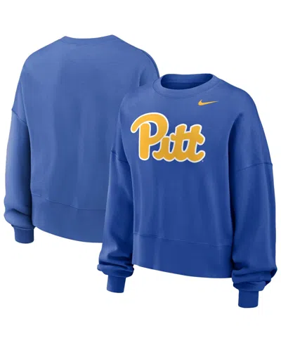 Nike Women's Royal Pitt Panthers Phoenix Fleece Pullover Sweatshirt In Blue