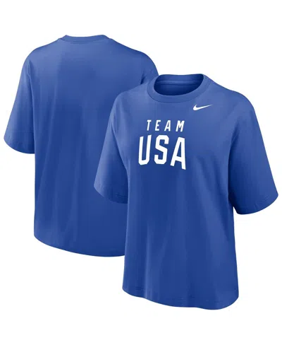 Nike Women's Royal Team Usa Boxy T-shirt In Blue