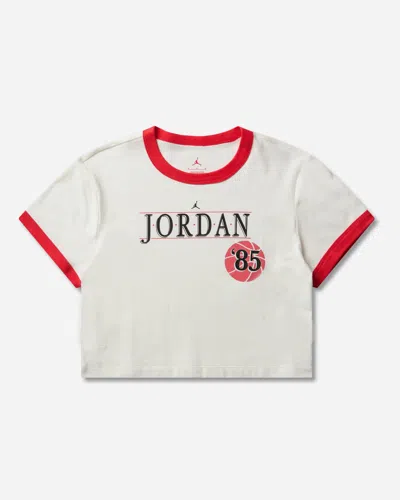 Nike Women S Basketball Word Ringer T-shirt Sail / Track Red In White