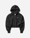 Nike Women S Phoenix Fleece Loose Cropped Full-zip Hoodie Black