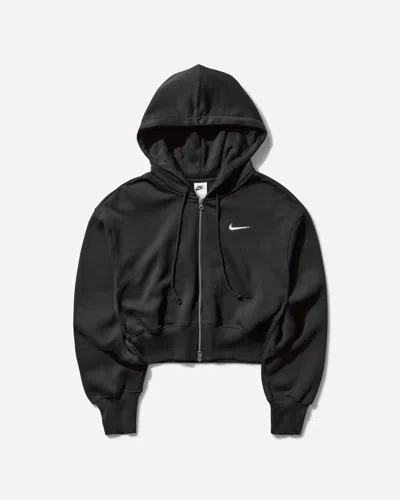Nike Women S Phoenix Fleece Loose Cropped Full-zip Hoodie Black