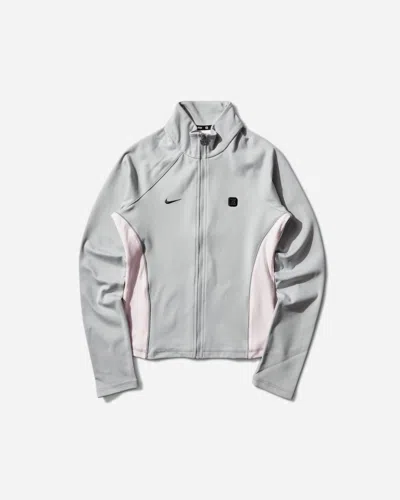 Nike Women S Shox Full-zip Longsleeve Top Wolf Grey / Pearl Pink In Gray