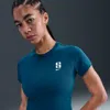 Nike Women's Sabrina Short-sleeve Cropped T-shirt In Blue
