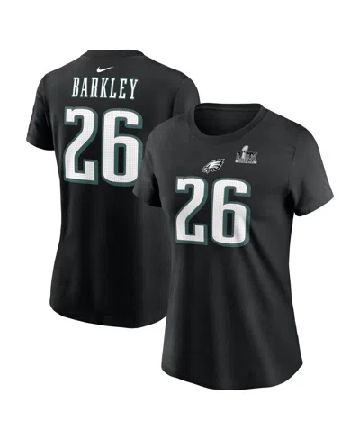 Nike Women's Saquon Barkley Black Philadelphia Eagles Super Bowl Lix Name Number T-shirt