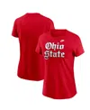Nike Women's Scarlet Ohio State Buckeyes Old English T-shirt In Scarlet