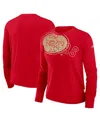 Nike Women's Scarlet San Francisco 49ers Layered Logo Cropped Long Sleeve Fashion T-shirt In Gold