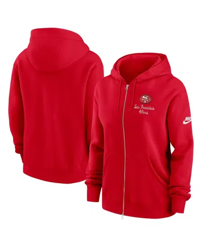 NIKE WOMEN'S SCARLET SAN FRANCISCO 49ERS PHOENIX REWIND FULL-ZIP HOODIE
