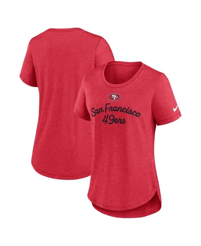 Nike Women's Scarlet San Francisco 49ers Script Tri-blend T-shirt In Red