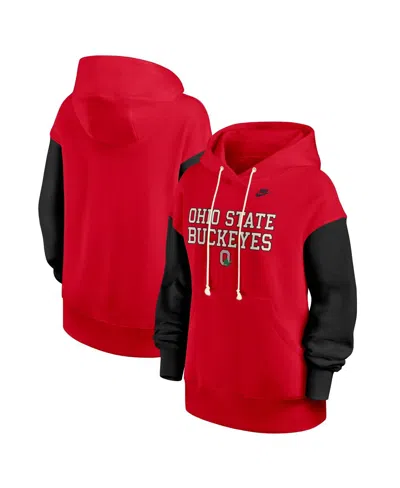 Nike Women's Scarlet/black Ohio State Buckeyes Oversized Legacy Phoenix Pullover Hoodie In Red