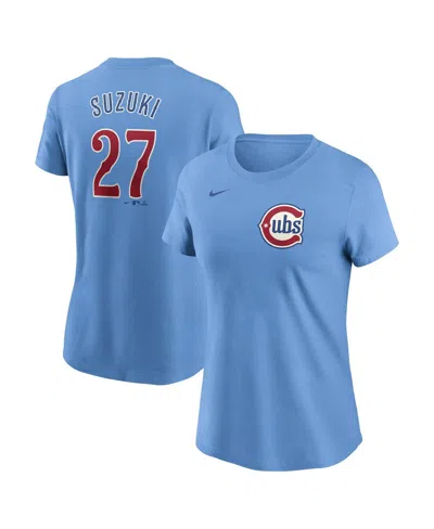 Nike Women's Seiya Suzuki Baby Blue Chicago Cubs Fuse Name Number T-shirt