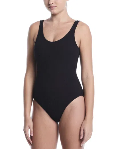 Nike Women's Shoreline Texture Scoop Neck One-piece In Black