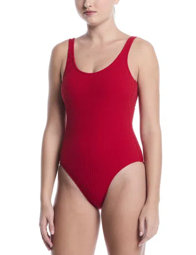 Nike Women's Shoreline Texture Scoop Neck One-piece In Red