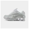 Nike Shox R4 Metallic Leather And Mesh Sneakers In White