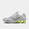 Nike Women S Shox R4 Sneakers In White/white/metallic Silver/volt 