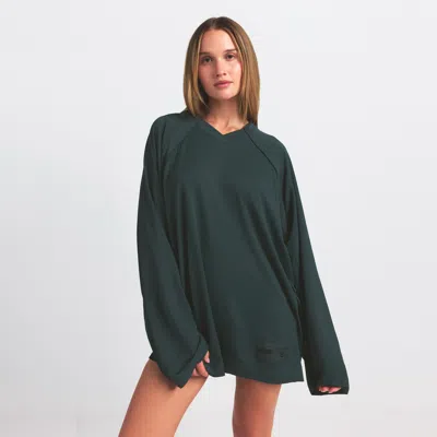 Nike Women's Skims Airy Oversized V-neck Long-sleeve Top In Green
