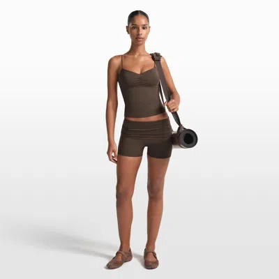 Nike Women's Skims Matte 3" Fold-over Waistband Shorts In Brown
