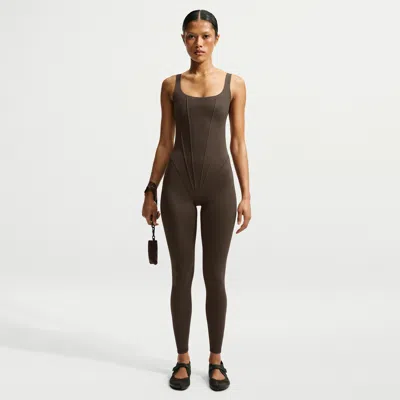 Nike Women's Skims Matte Corset 29" Bodysuit In Brown