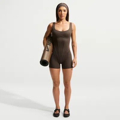 Nike Women's Skims Matte Corset 3" Bodysuit In Brown