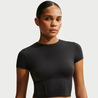 Nike Women's Skims Matte Corset Cropped Top In Black