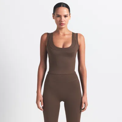 Nike Women's Skims Matte Double-strap Scoop Tank Top In Brown