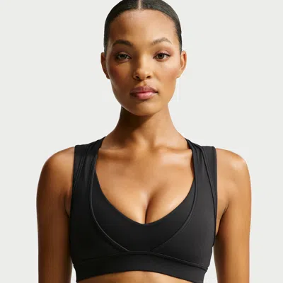 Nike Women's Skims Matte Double-layer Plunge Bra In Black