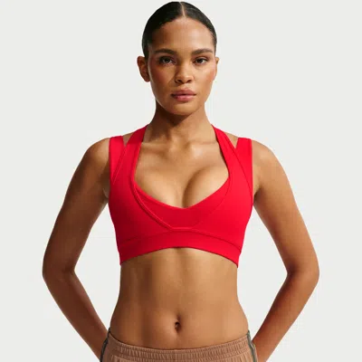 Nike Women's Skims Matte Double-layer Plunge Bra In Brown