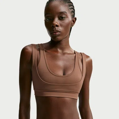 Nike Women's Skims Matte Double-strap Scoop Bra In Brown
