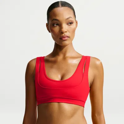 Nike Women's Skims Matte Double-strap Scoop Bra In Red