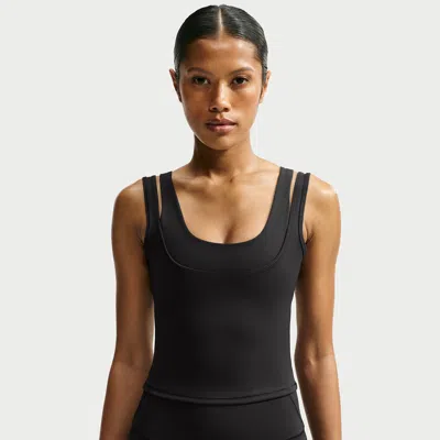 Nike Women's Skims Matte Double-strap Scoop Tank Top In Black