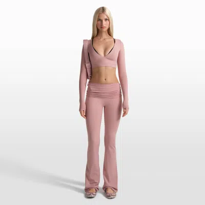 Nike Women's Skims Matte Flared Fold-over Waistband Pants In Pink