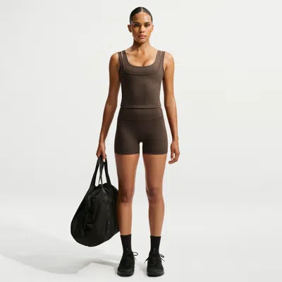 Nike Women's Skims Matte High-waisted 3" Shorts In Brown