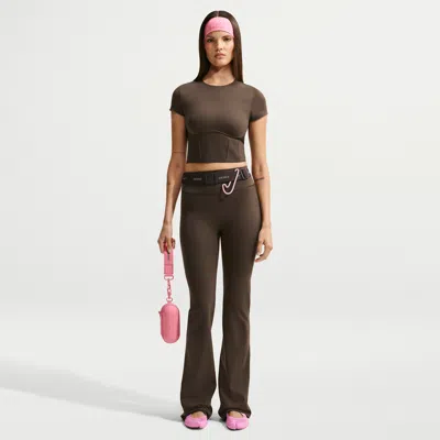 Nike Women's Skims Matte High-waisted Slim Flared Leggings In Brown