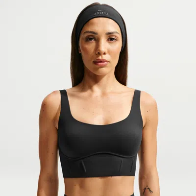 Nike Women's Skims Matte Long-line Corset Bra In Black