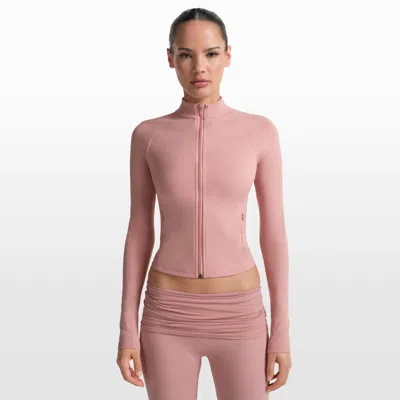 Nike Women's Skims Matte Mock-neck Full-zip Jacket In Pink