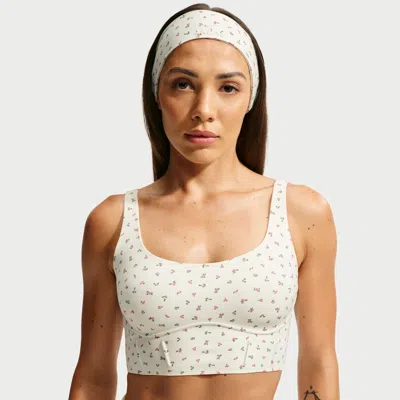 Nike Women's Skims Matte Printed Long-line Corset Bra In White