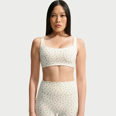 Nike Women's Skims Matte Printed Scoop Neck Bra In White
