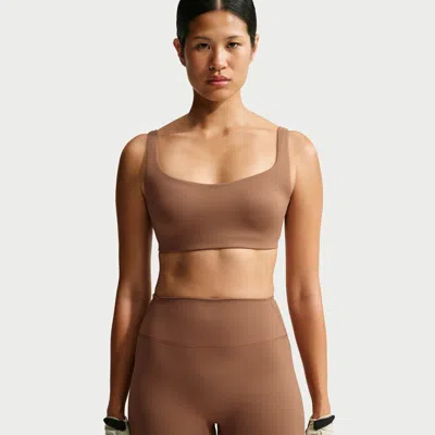 Nike Women's Skims Matte Scoop-neck Bra In Brown