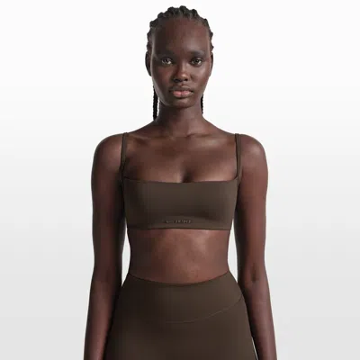 Nike Women's Skims Matte Thin-strap Micro Bra In Brown